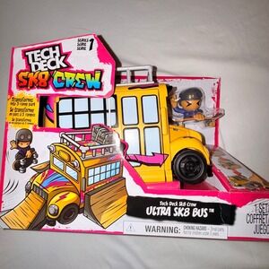 Tech Deck Ultra Sk8 Bus Crew Kids OS Yellow New Transforming Playset Series 1